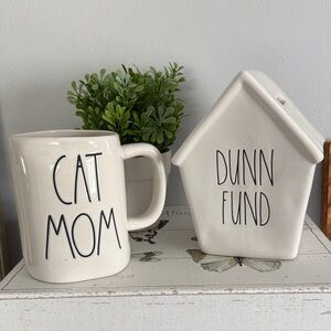 Rae Dunn Cream Cat Mom Mug with Dunn Fund House Bank